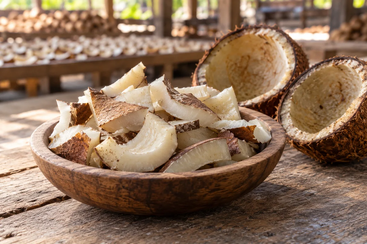 Mature coconuts representing copra coconut supply