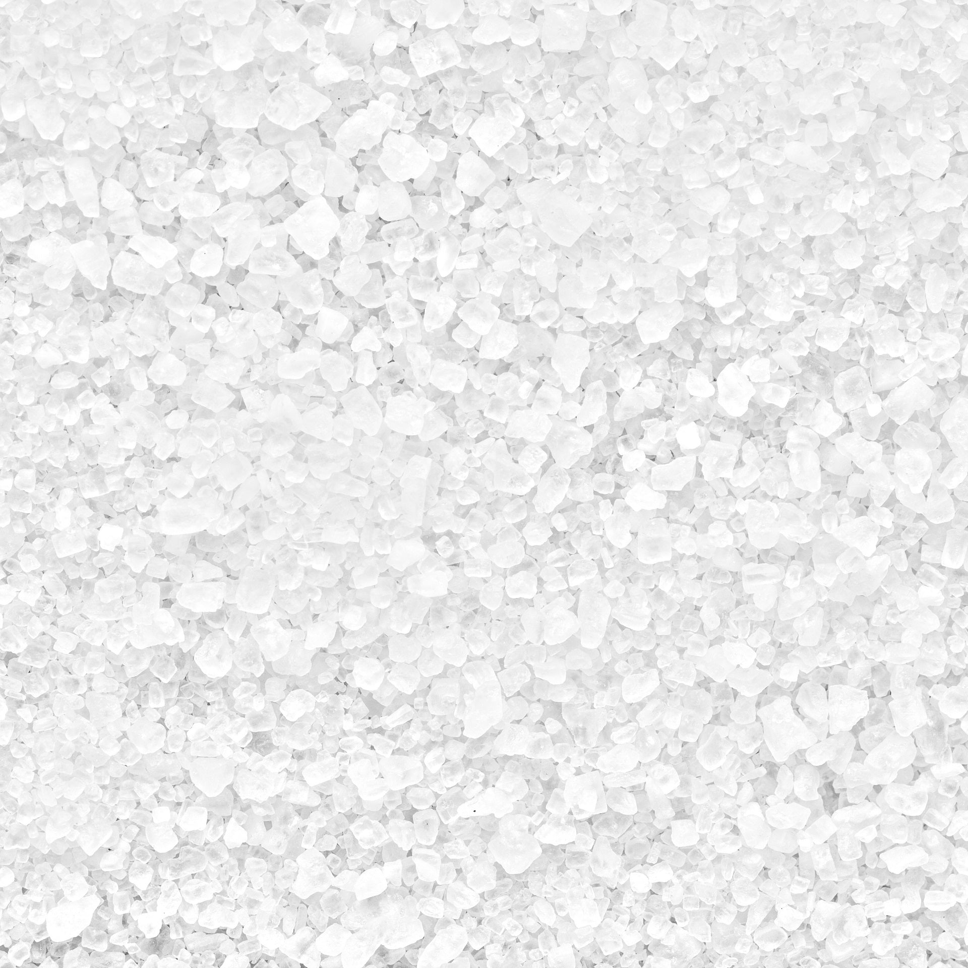 Coarse white salt crystals; salt type is not specified